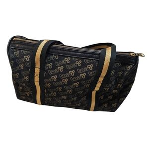 Vintage Y2k TNA Black and Gold Women's Small Duffle Bag